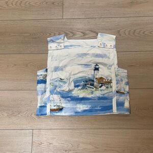 Maeve Blue and White Nautical Short Sleeve Top
